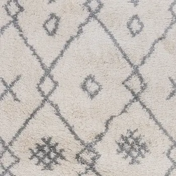 2' X 3' Gray and Ivory Geometric Shag Area Rug