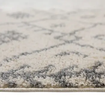 2' X 3' Gray and Ivory Geometric Shag Area Rug