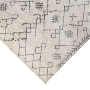 2' X 3' Gray and Ivory Geometric Shag Area Rug