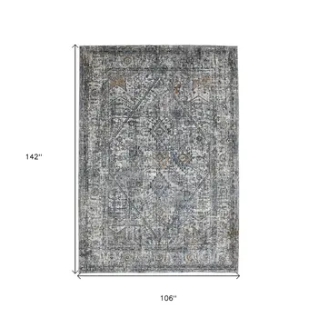 9' X 12' Ivory Gray And Orange Oriental Area Rug