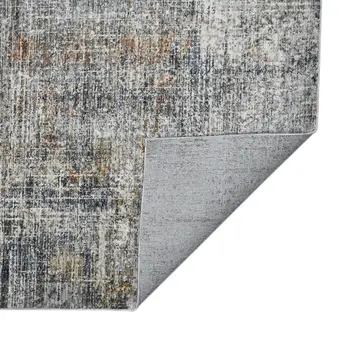 9' X 12' Ivory Gray And Orange Abstract Area Rug