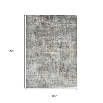 9' X 12' Ivory Gray And Orange Abstract Area Rug