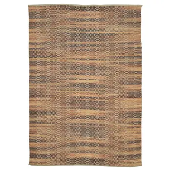 5' X 8' Tan And Red Jute Geometric Flatweave Handmade Area Rug