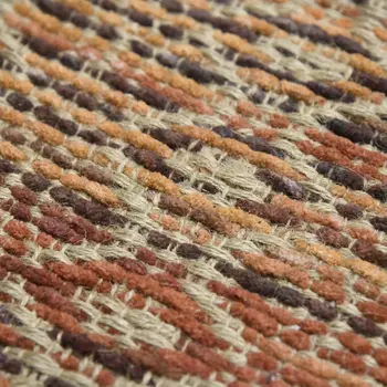 5' X 8' Tan And Red Jute Geometric Flatweave Handmade Area Rug