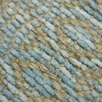 8' X 10' Light Blue And Tan Jute Geometric Flatweave Handmade Area Rug
