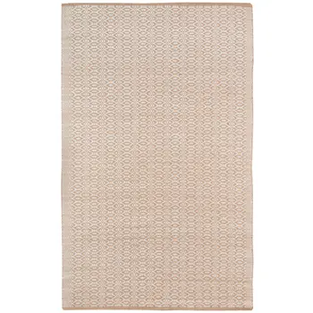 5' X 8' White And Tan Jute Geometric Flatweave Handmade Area Rug