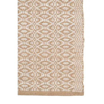 5' X 8' White And Tan Jute Geometric Flatweave Handmade Area Rug