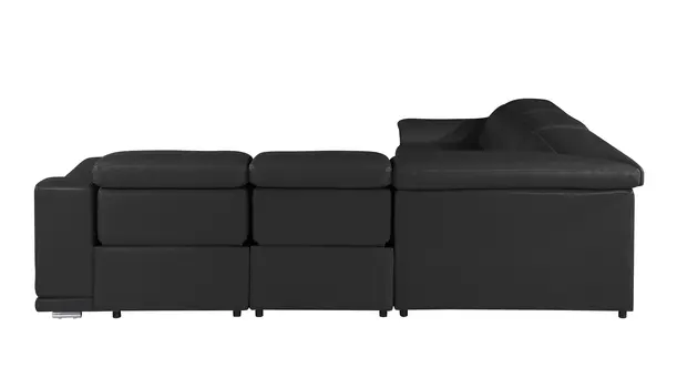 Black Italian Leather Modular L Shaped Five Piece Corner Sectional