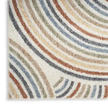 12' Blue And Ivory Abstract Washable Runner Rug