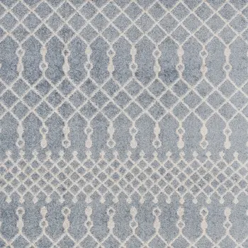 3' X 5' Blue and Ivory Abstract Power Loom Washable Area Rug