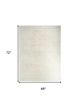 4' X 6' Blue and Ivory Abstract Power Loom Washable Area Rug