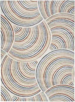 7' X 9' Blue And Ivory Abstract Washable Area Rug