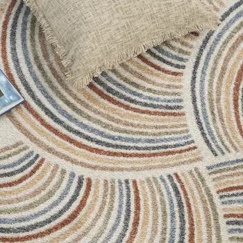 7' X 9' Blue And Ivory Abstract Washable Area Rug
