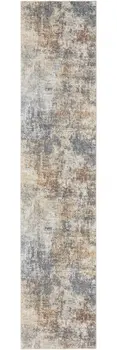 8' Cream Abstract Runner Rug