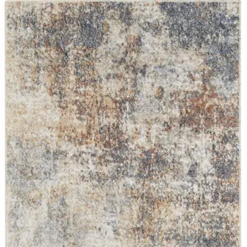8' Cream Abstract Runner Rug