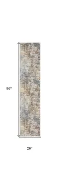 8' Cream Abstract Runner Rug