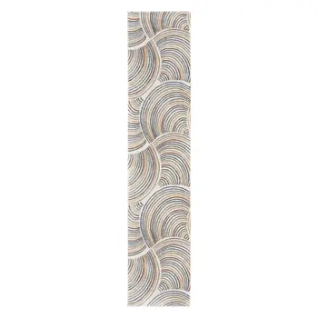 8' Blue And Ivory Abstract Washable Runner Rug