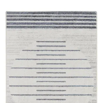 10' Blue And Ivory Geometric Washable Runner Rug