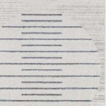 10' Blue And Ivory Geometric Washable Runner Rug