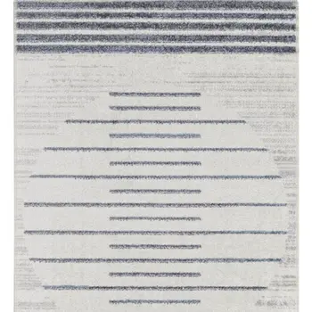 10' Blue And Ivory Geometric Washable Runner Rug
