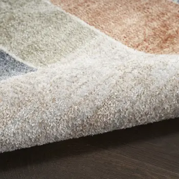 10' Blue And Green Geometric Washable Runner Rug
