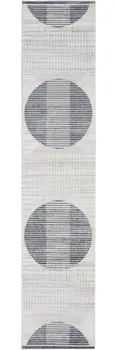 10' Blue And Ivory Geometric Washable Runner Rug