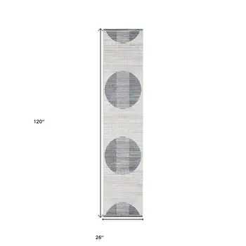 10' Blue And Ivory Geometric Washable Runner Rug