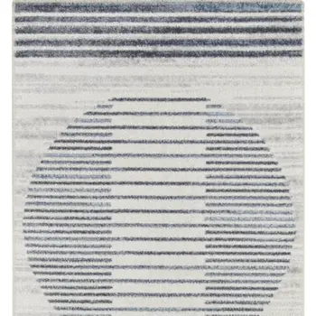 12' Blue And Ivory Geometric Washable Runner Rug