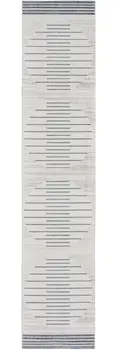 12' Blue And Ivory Geometric Washable Runner Rug