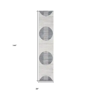 12' Blue And Ivory Geometric Washable Runner Rug