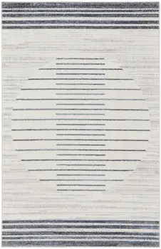 3' X 5' Ivory And Blue Geometric Washable Area Rug