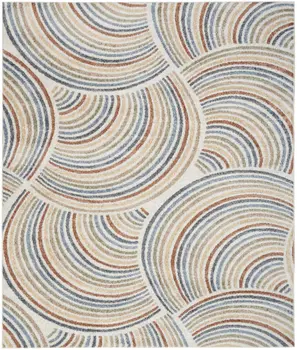 4' X 6' Blue and Ivory Geometric Power Loom Washable Area Rug