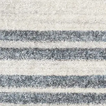 4' X 6' Ivory And Blue Geometric Washable Area Rug