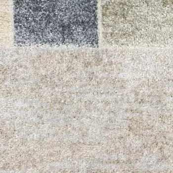 8' Blue And Green Geometric Washable Runner Rug