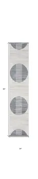 8' Ivory And Blue Geometric Washable Runner Rug