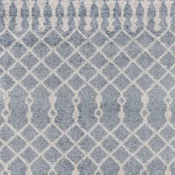 10' Blue And Ivory Moroccan Washable Runner Rug