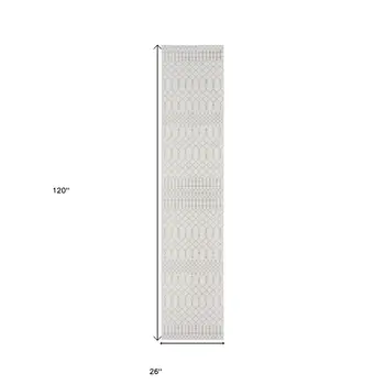 10' Gray And Ivory Moroccan Washable Runner Rug