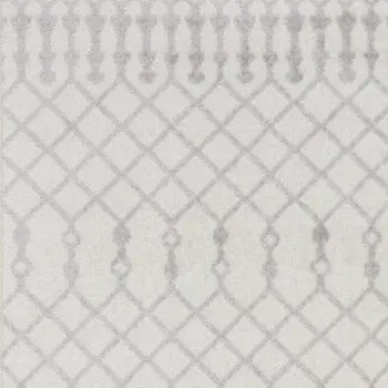 10' Gray And Ivory Moroccan Washable Runner Rug