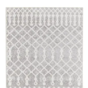 10' Gray And Ivory Moroccan Washable Runner Rug