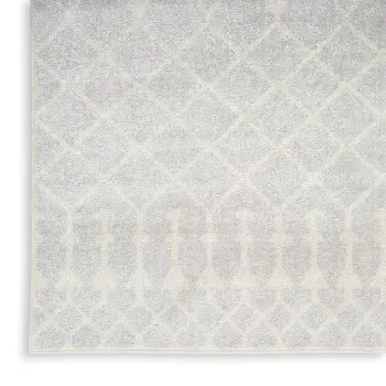 10' Gray And Ivory Moroccan Washable Runner Rug