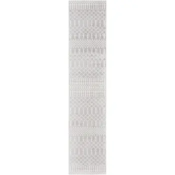 12' Gray And Ivory Moroccan Washable Runner Rug