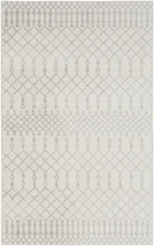 3' X 5' Gray And Ivory Moroccan Washable Area Rug