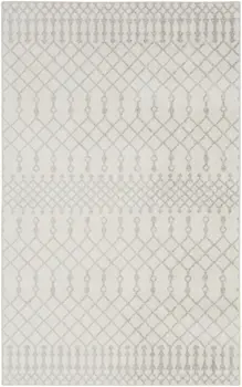 3' X 5' Gray And Ivory Moroccan Washable Area Rug