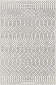 3' X 5' Gray And Ivory Moroccan Washable Area Rug