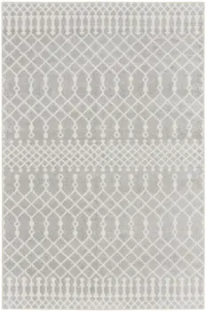 3' X 5' Gray And Ivory Moroccan Washable Area Rug
