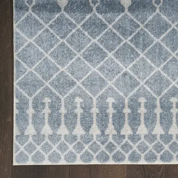 4' X 6' Blue And Ivory Moroccan Washable Area Rug