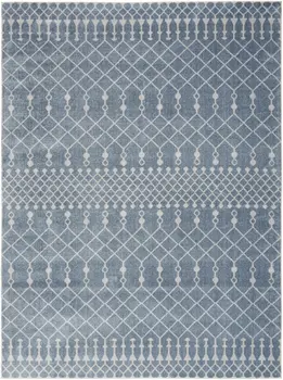 4' X 6' Blue And Ivory Moroccan Washable Area Rug