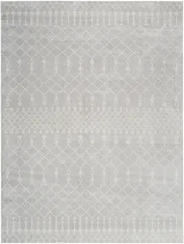 4' X 6' Gray And Ivory Moroccan Washable Area Rug
