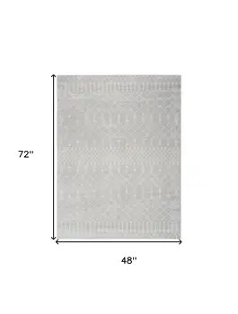 4' X 6' Gray And Ivory Moroccan Washable Area Rug