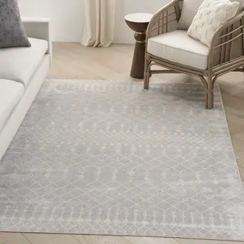 4' X 6' Gray And Ivory Moroccan Washable Area Rug